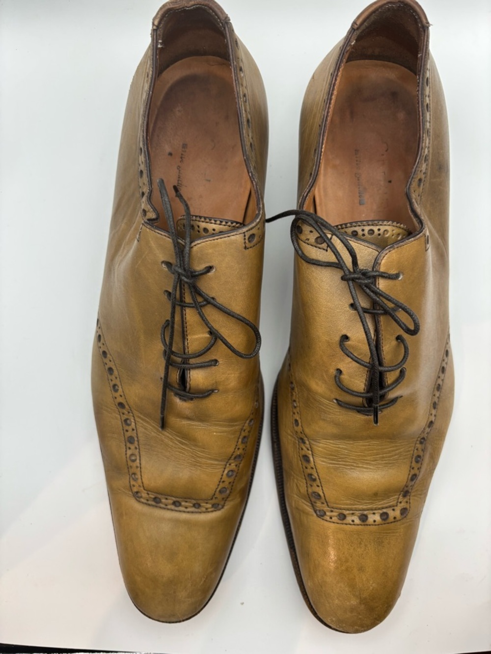 Yves Saint Laurent Men's Tan Leather Brogue Oxford Shoes